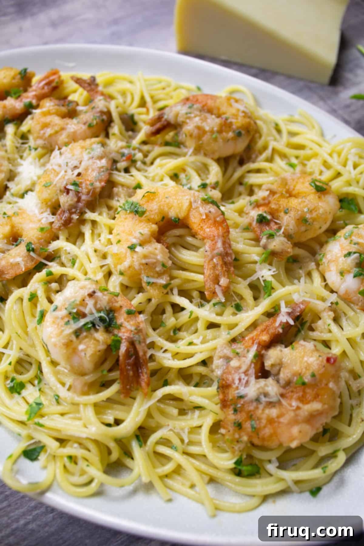 Wine-Free Shrimp Scampi 2 shrimp scampi topped with parmesan