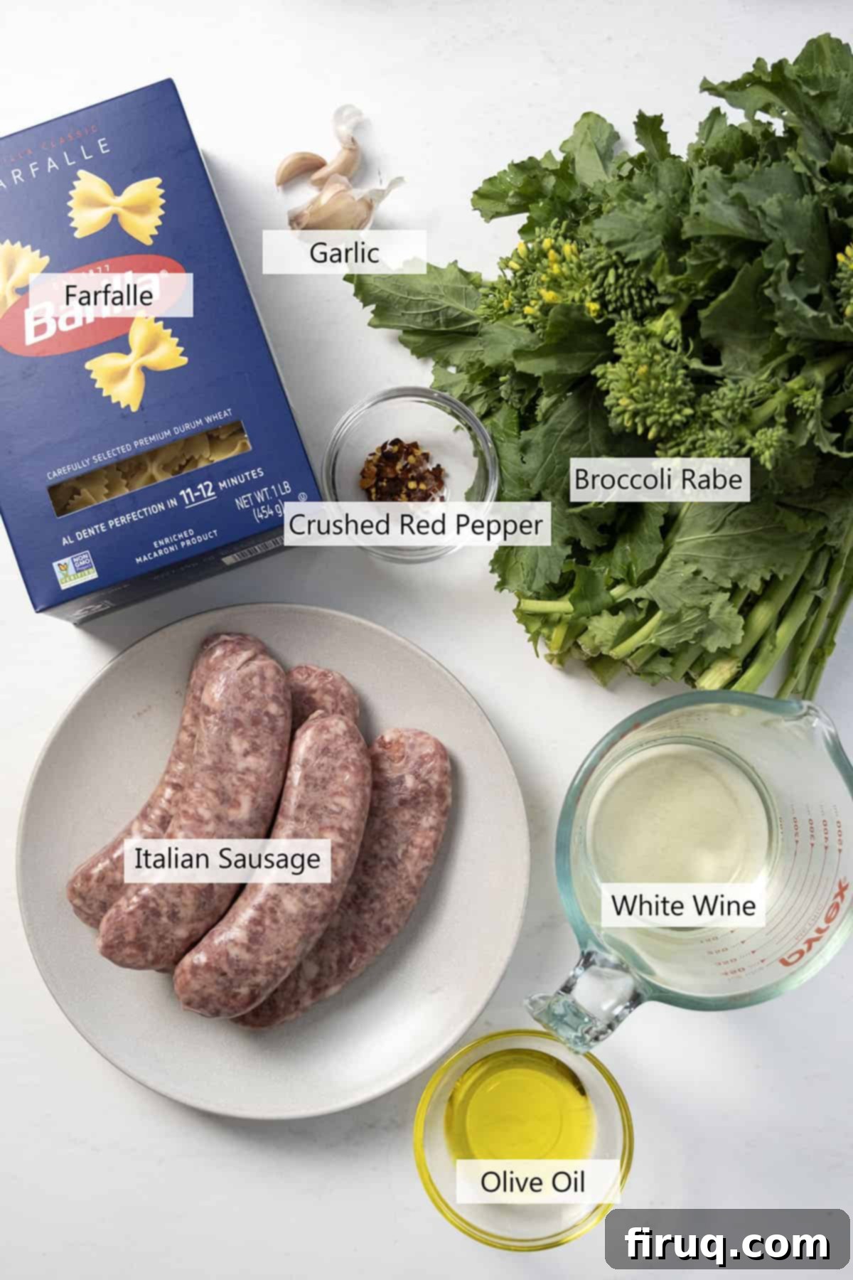 Sausage and Rapini Pasta 3 Ingredients for the recipe.