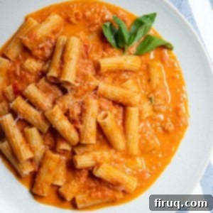 Velvety Red Pepper Sauce 13 creamy red pepper sauce over rigatoni