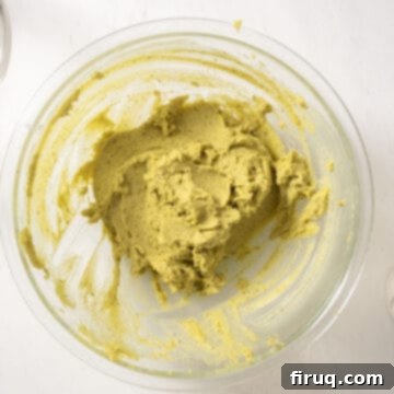 Emerald Dream Tiramisu 6 Pistachio butter, sugar, and mascarpone combined in a bowl, ready for the next steps.