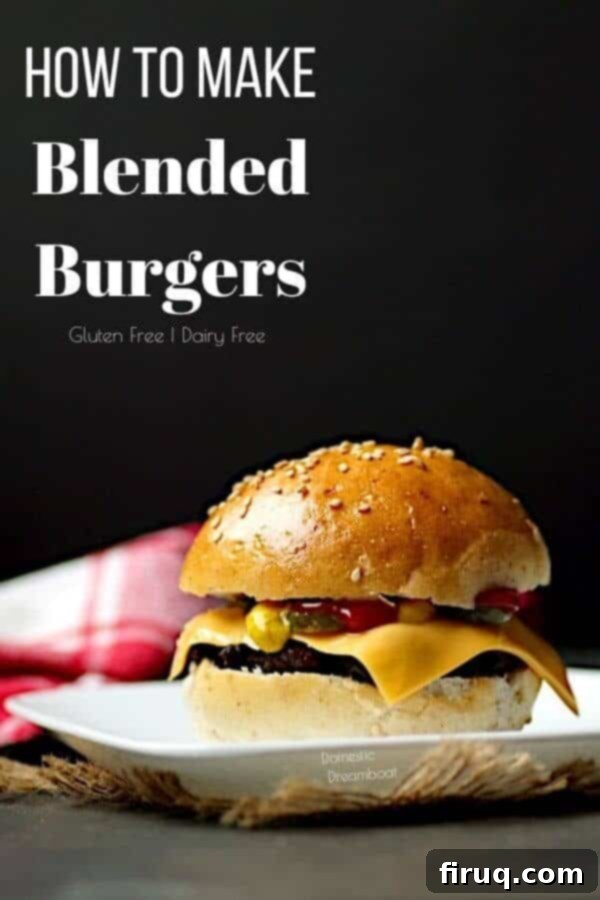 Final Blended Burger Presentation A delicious blended burger on a serving plate with fresh ingredients