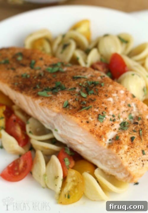 Effortless Salmon with Fresh Tomato Orecchiette 4 Easy Baked Salmon over Orecchiette with Raw Tomato Sauce