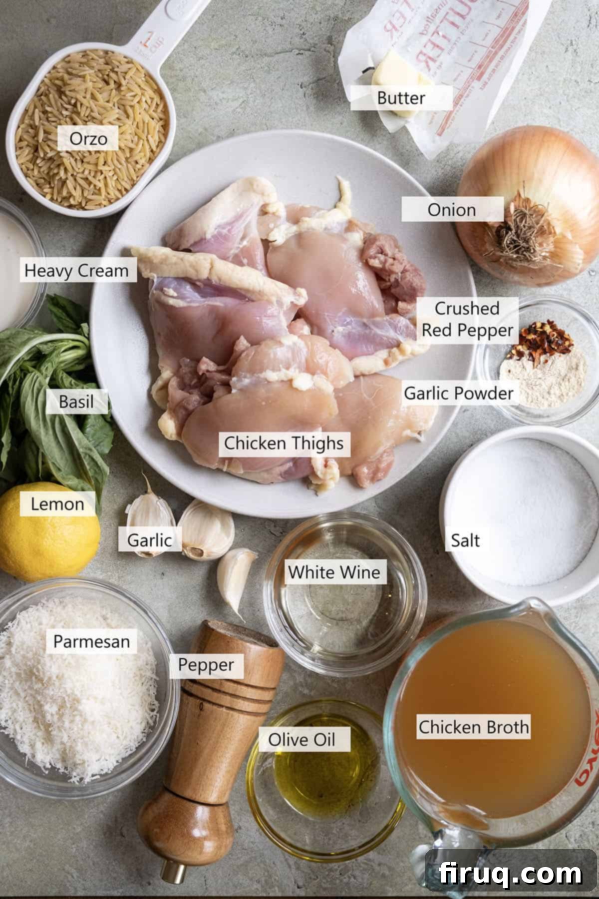 One-Pan Cast Iron Lemon Chicken Orzo 3 Ingredients for the recipe