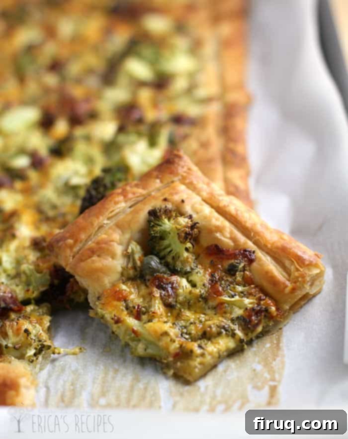Puffy Broccoli Cheese Pizza 2 Broccoli Cheese Puffed Pizza from EricasRecipes.com