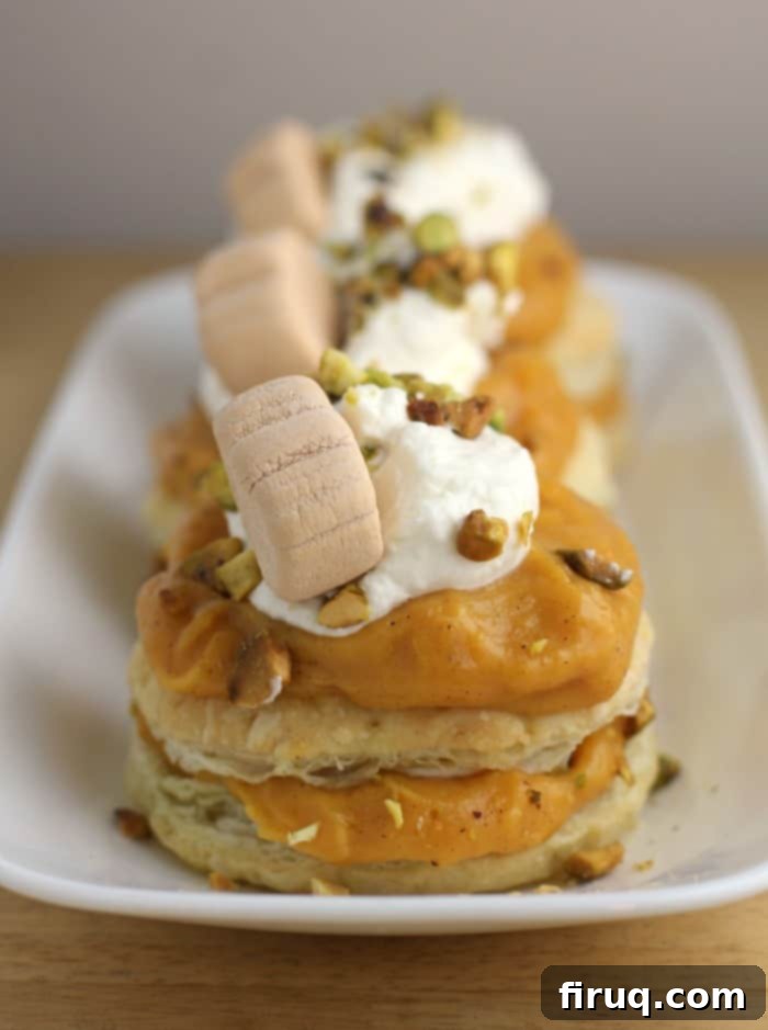 Decadent Pumpkin Pistachio Napoleon with White Chocolate Ganache 11 Pumpkin Pistachio Napoleon with White Chocolate Ganache from Ericasrecipes.com