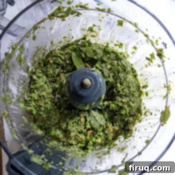 Fresh Pea Pesto 4 Basil, garlic, salt, and peas combined in food processor.