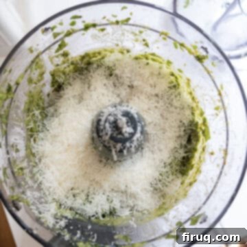 Fresh Pea Pesto 6 Parmesan added to pesto.
