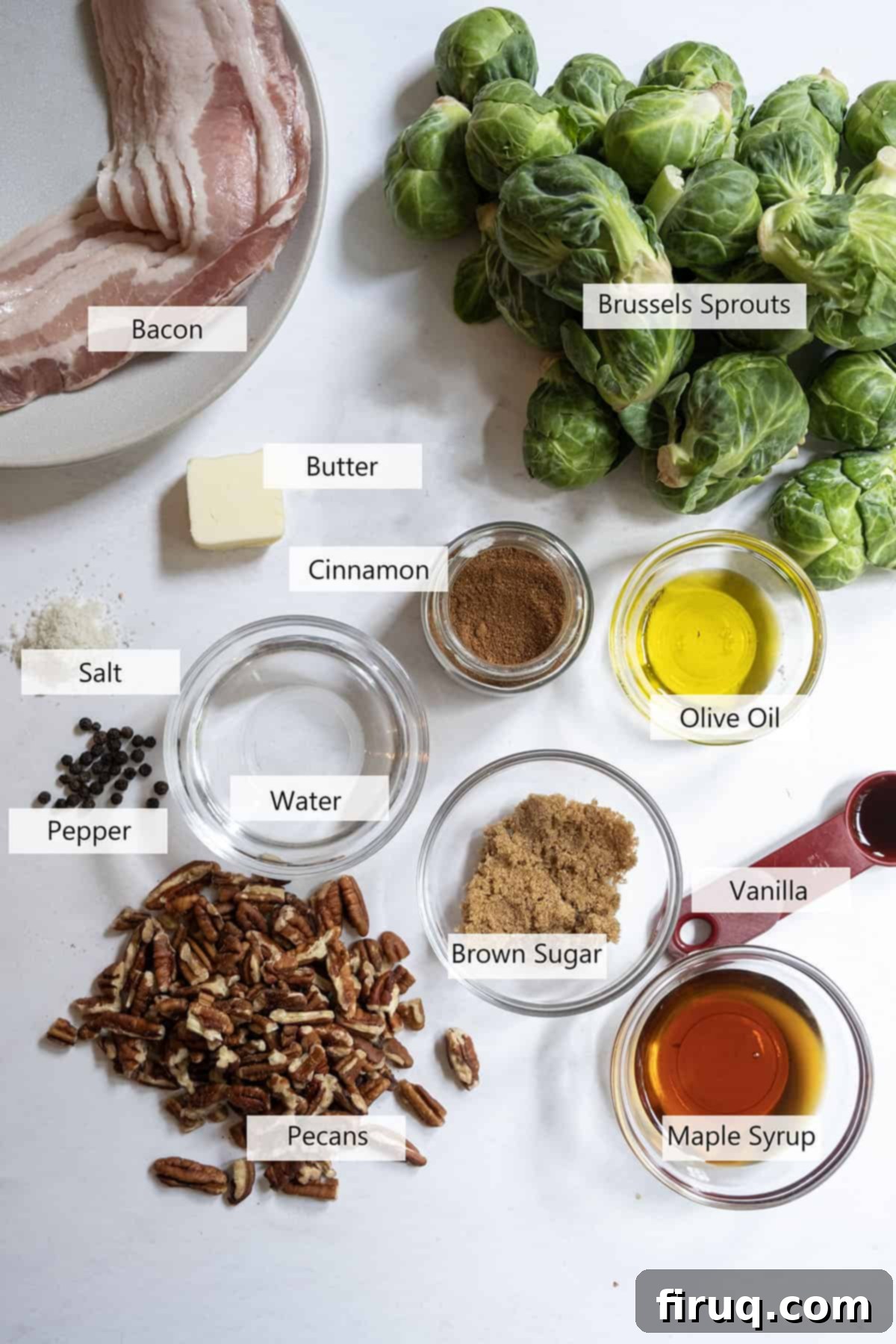 Roasted Maple Bacon Brussels Sprouts 3 Ingredients for the recipe.