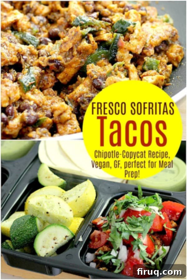Vibrant Vegan Sofritas Tacos 5 This restaurant-inspired, make-ahead Vegan Fresco Sofritas Tacos lunch uses tofu as the blank canvas, then yumms it all up with an amazing sauce with roasted tomatoes and poblano pepper. The depth of flavor will satisfy you all week at lunch, in the vegan, dairy-free, gluten-free, cruelty-free, healthiest way. #food #vegan #vegetarian #mealprep #lunch #healthy #glutefree #dairyfree #copycat