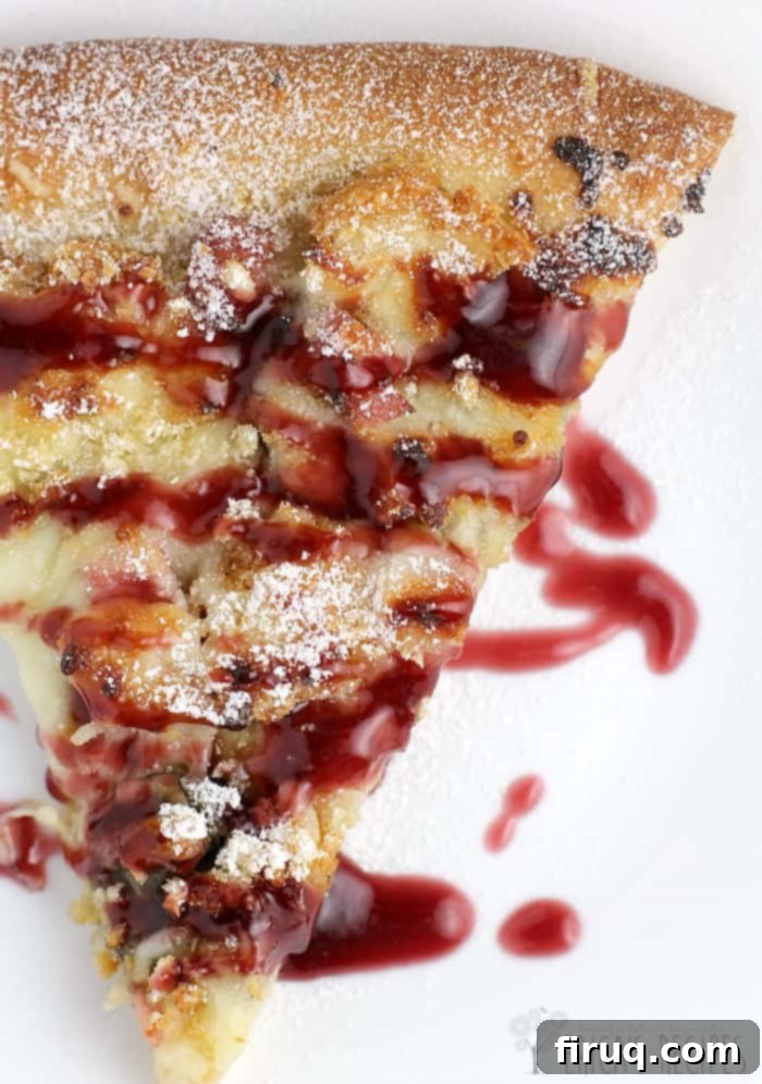 Monte Cristo Pizza 4 Monte Cristo Pizza with raspberry drizzle and powdered sugar