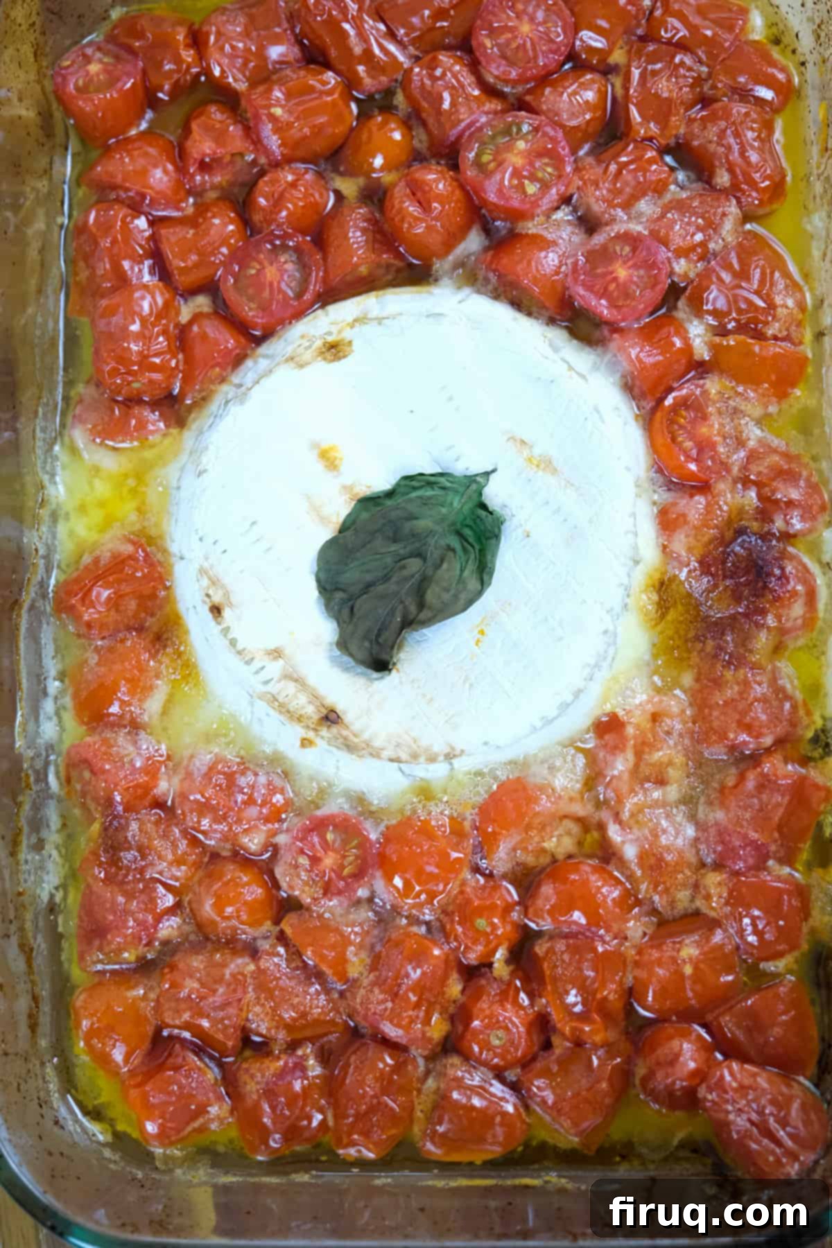 Velvety Brie Pasta 4 Baked brie with roasted cherry tomatoes fresh out of the oven