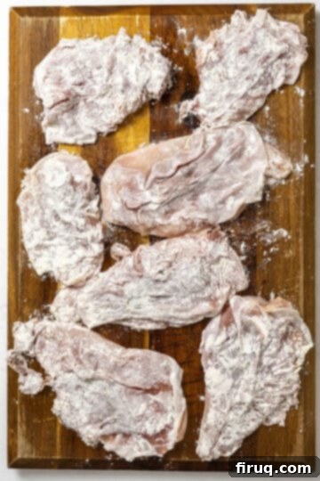 Elevated Chicken Saltimbocca 6 chicken breast dredged in flour, ready to cook