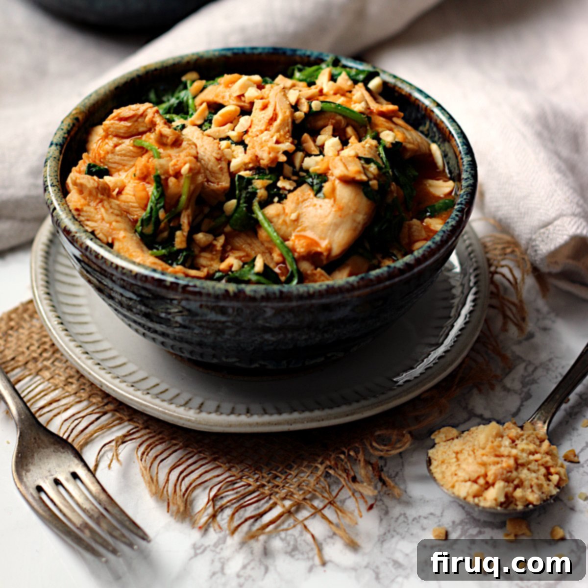 Royal Thai Peanut Chicken 2 Thai Swimming Rama Chicken in a bowl.