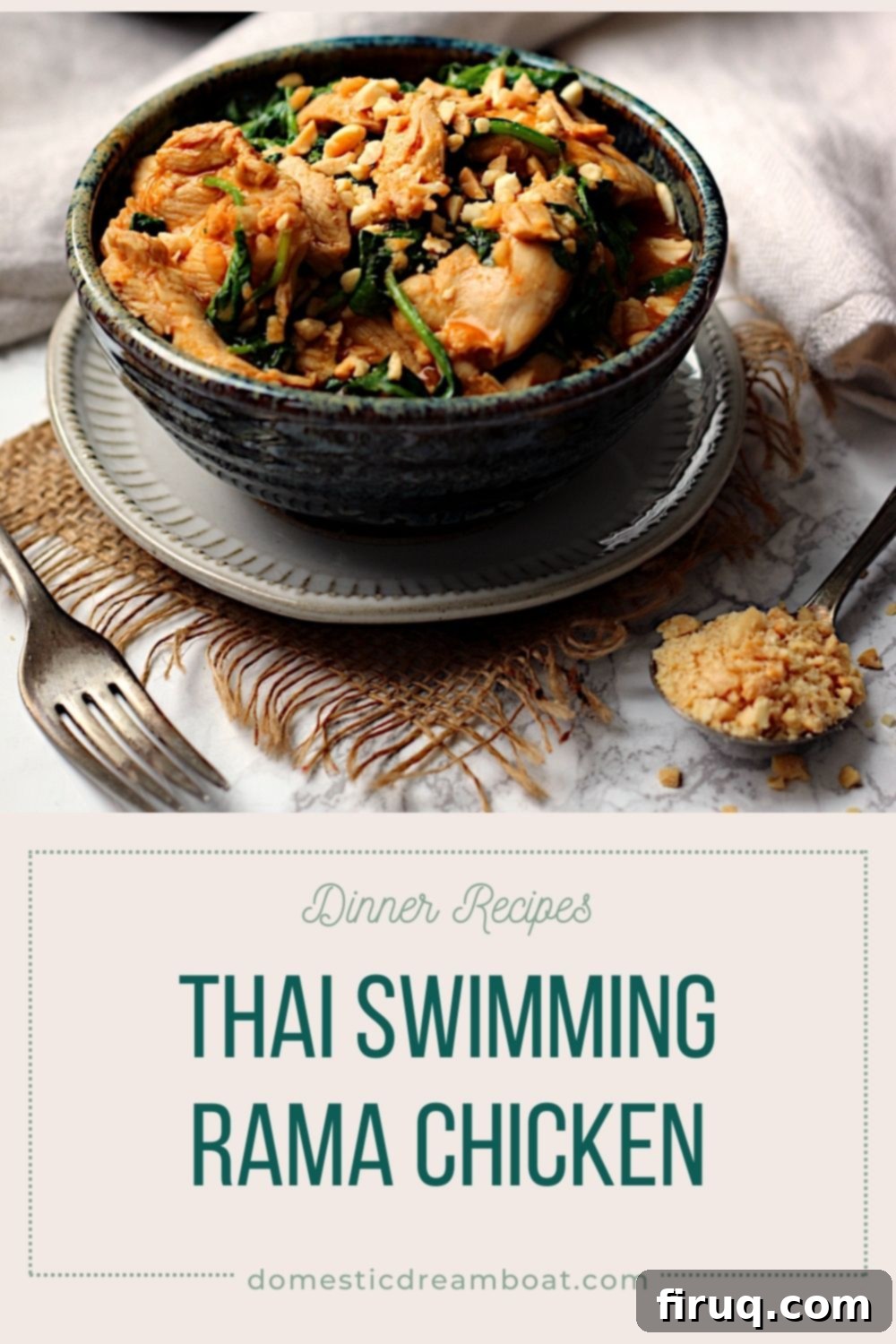 Plated Thai Swimming Rama Chicken Plated Thai Swimming Rama Chicken with rice.