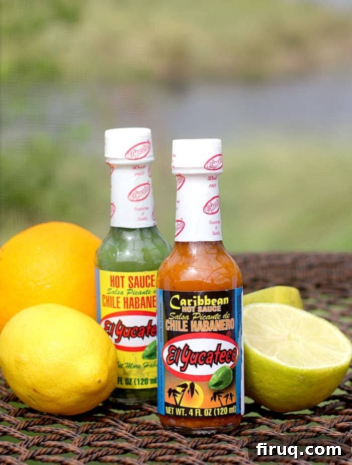 Sizzling Caribbean Steak Tacos 3 two bottles of El Yucateco hot sauces