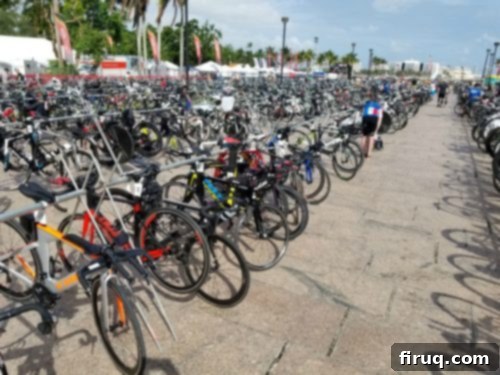 Ironman Miami 70.3 Race Recap: Pelotons and Pizza 4 A glimpse of the Ironman Miami 70.3 transition area.