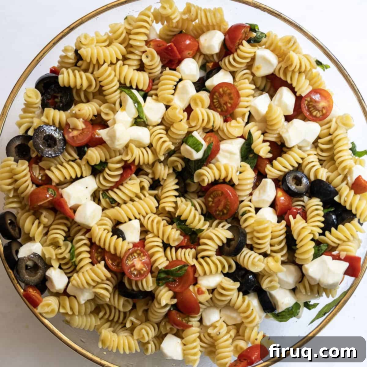 Zesty Italian Pasta Salad 8 All of the ingredients combined in a bowl.