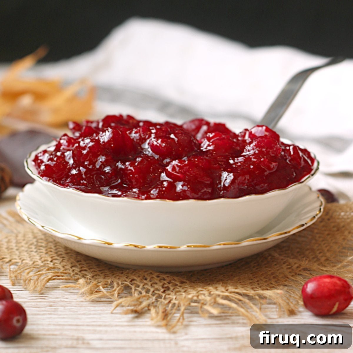 Effortless Homemade Cranberry Sauce 2 Easy Homemade Cranberry Sauce in a white bowl.