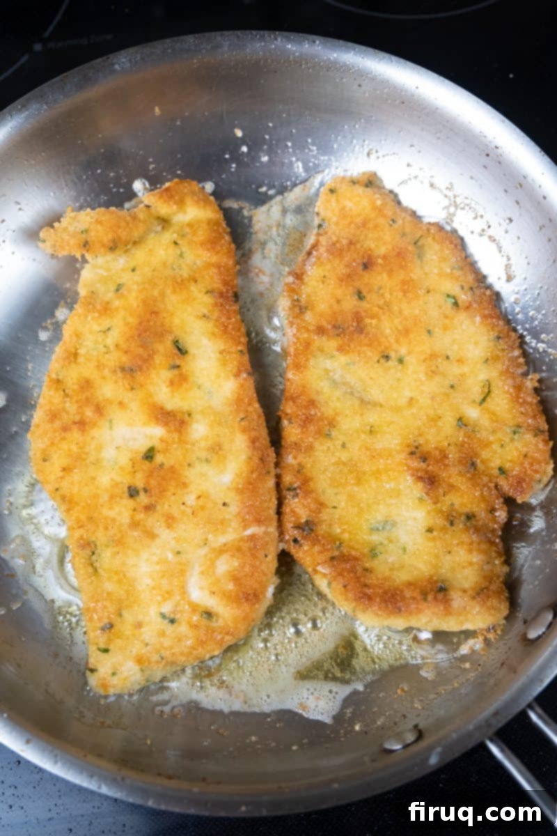 Best Oil for Crispy Chicken Cutlets 9 chicken cutlets frying in EVOO