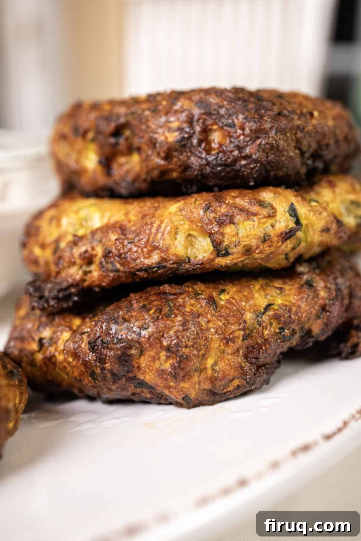 Guilt-Free Air Fryer Zucchini Fritters 11 A vibrant plate of golden, crispy air fryer zucchini fritters ready to be served, showcasing their perfect texture.