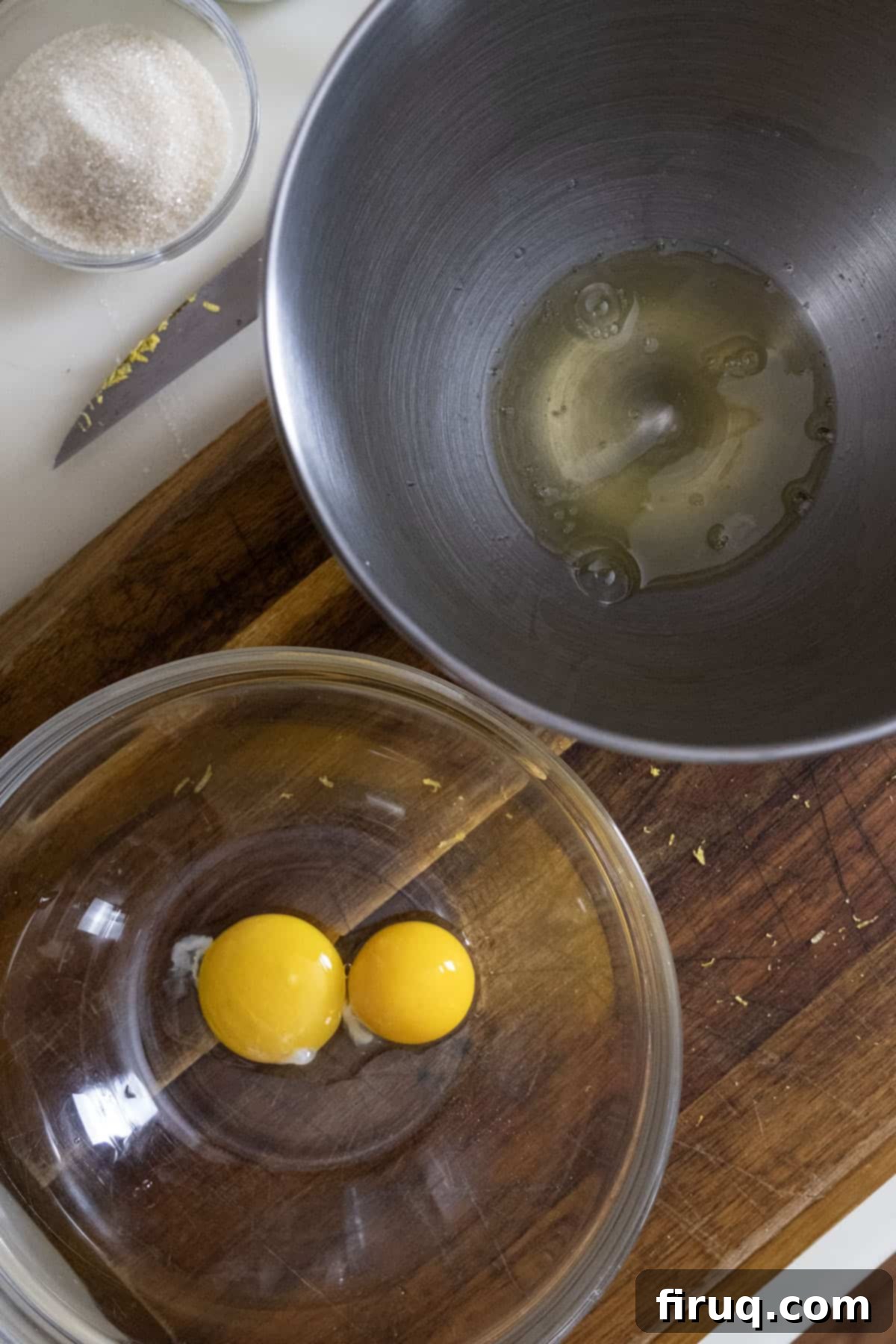 Bright Lemon Ricotta Blueberry Pancakes 4 Egg yolks and whites separated.