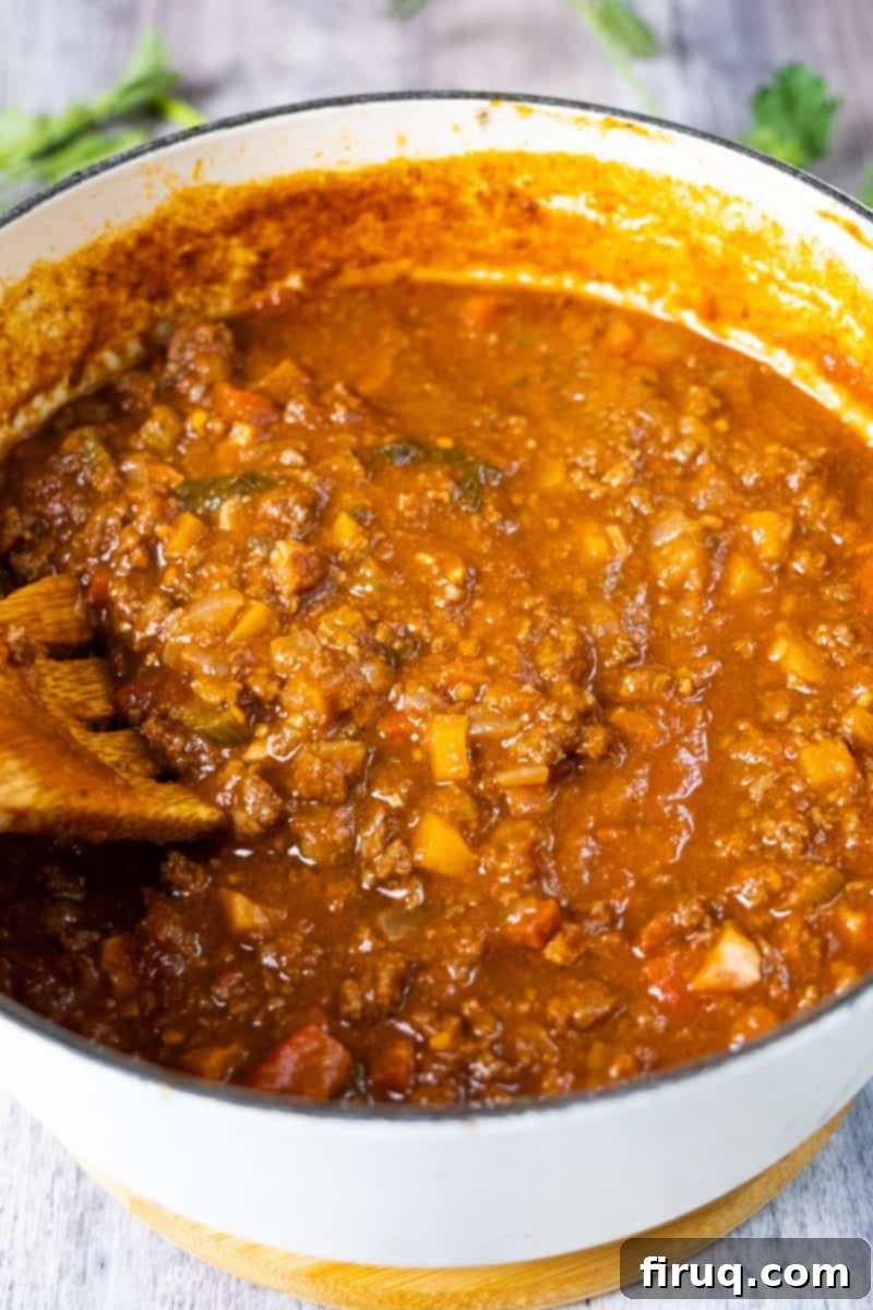 Slow-Simmered Bison Ragu 4 bison ragu in dutch oven