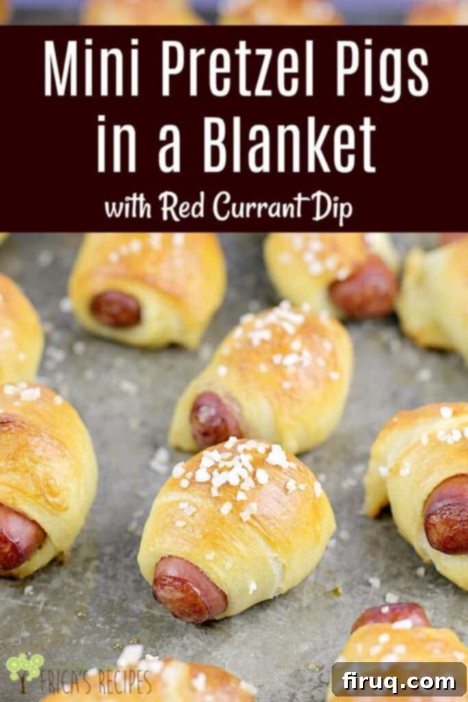Golden Pretzel Piggy Bites with Tart Red Currant Dip 9 pin image