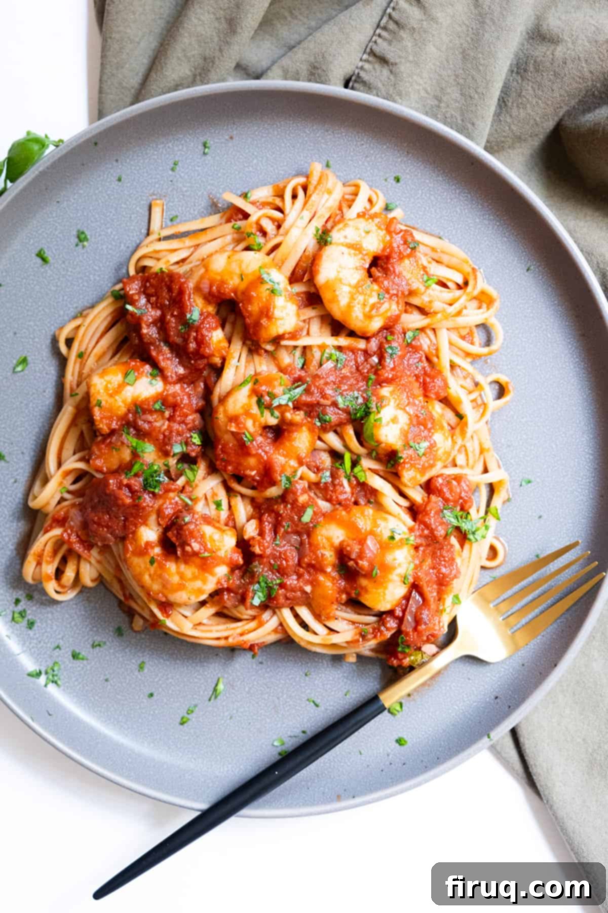 Fiery Shrimp Linguine Fra Diavolo 2 Shrimp fra diavolo sauce with linguine.