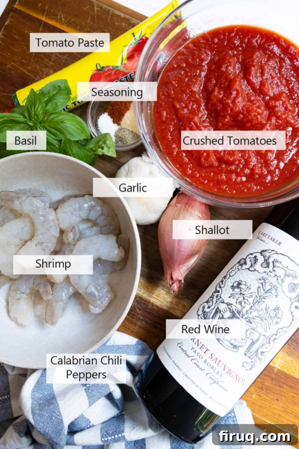 Fiery Shrimp Linguine Fra Diavolo 3 Ingredients for the recipe.