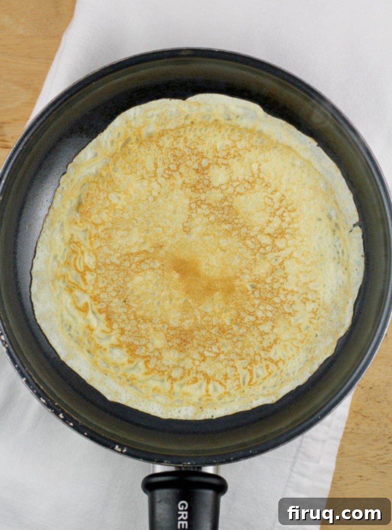 Easy Homemade Savory Crepes 6 cooked crepe in a pan