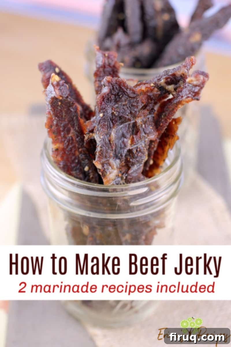 Homemade Beef Jerky Made Easy 13 image for pinterest with text overlay How to Make Beef Jerky
