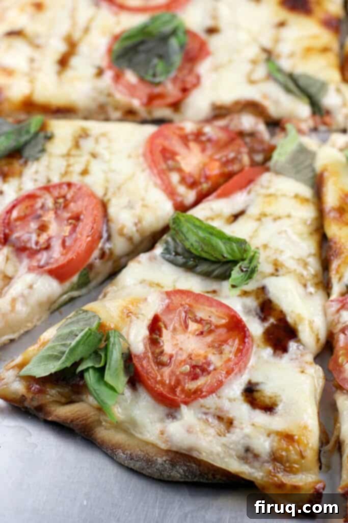 Grilled Beer-Infused Bacon Cheddar Joes 6 Big Green Egg pizza margherita topped with fresh basil and balsamic glaze