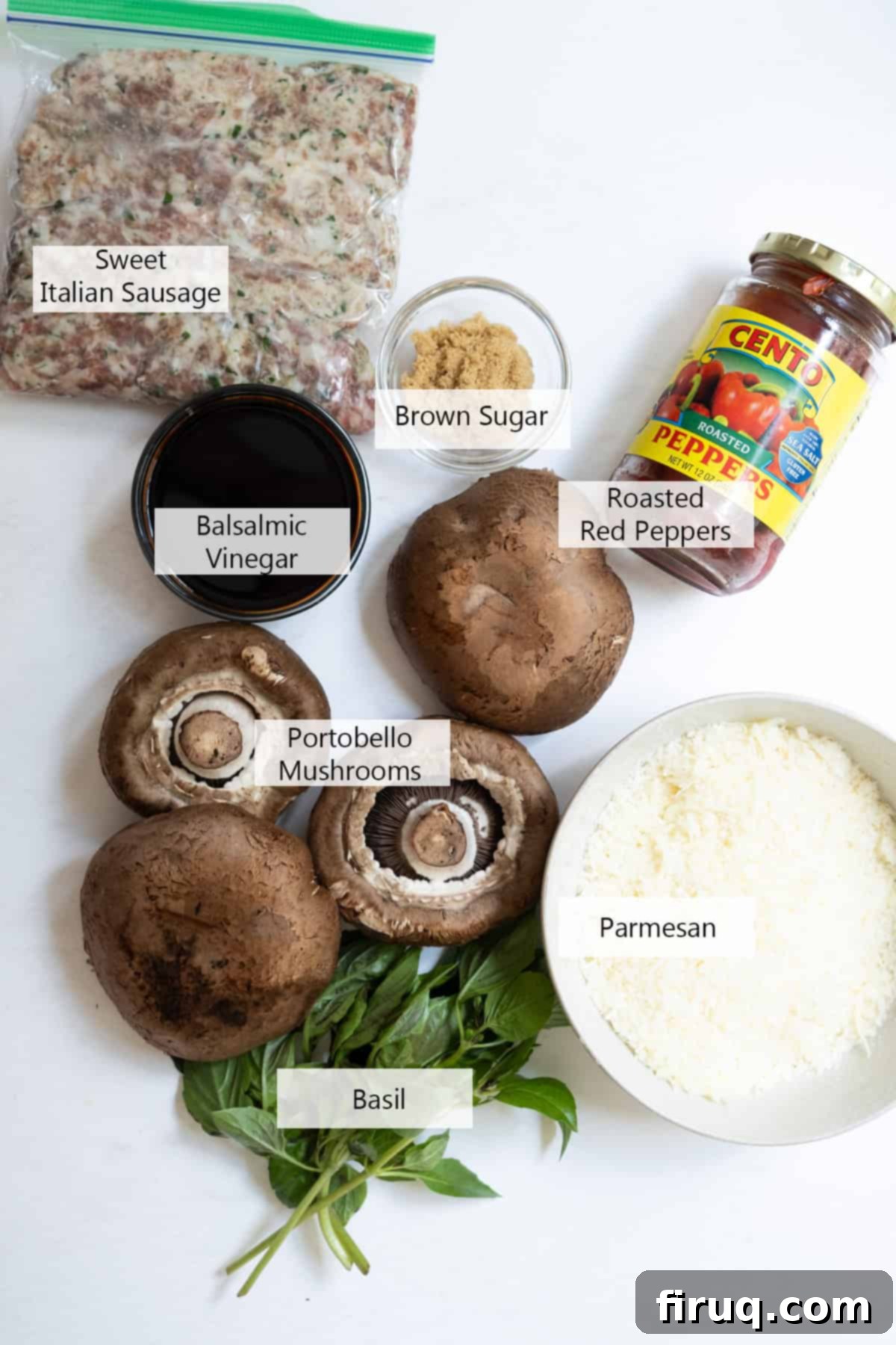 Gourmet Stuffed Italian Portobellos 3 Ingredients for the recipe.