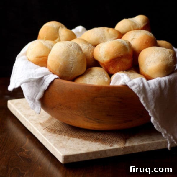 Homemade Dinner Rolls Recipe Dinner Rolls in a wooden bowl