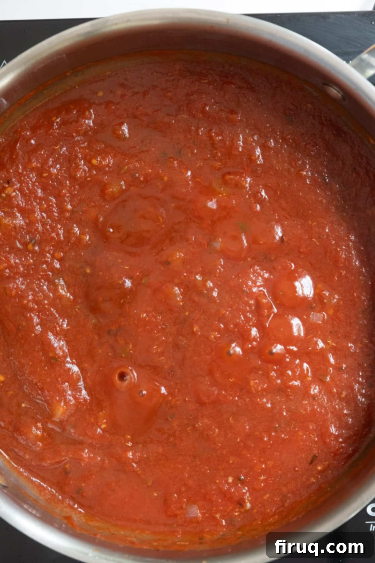 Rosé Sausage Pasta 8 sauce beginning to simmer