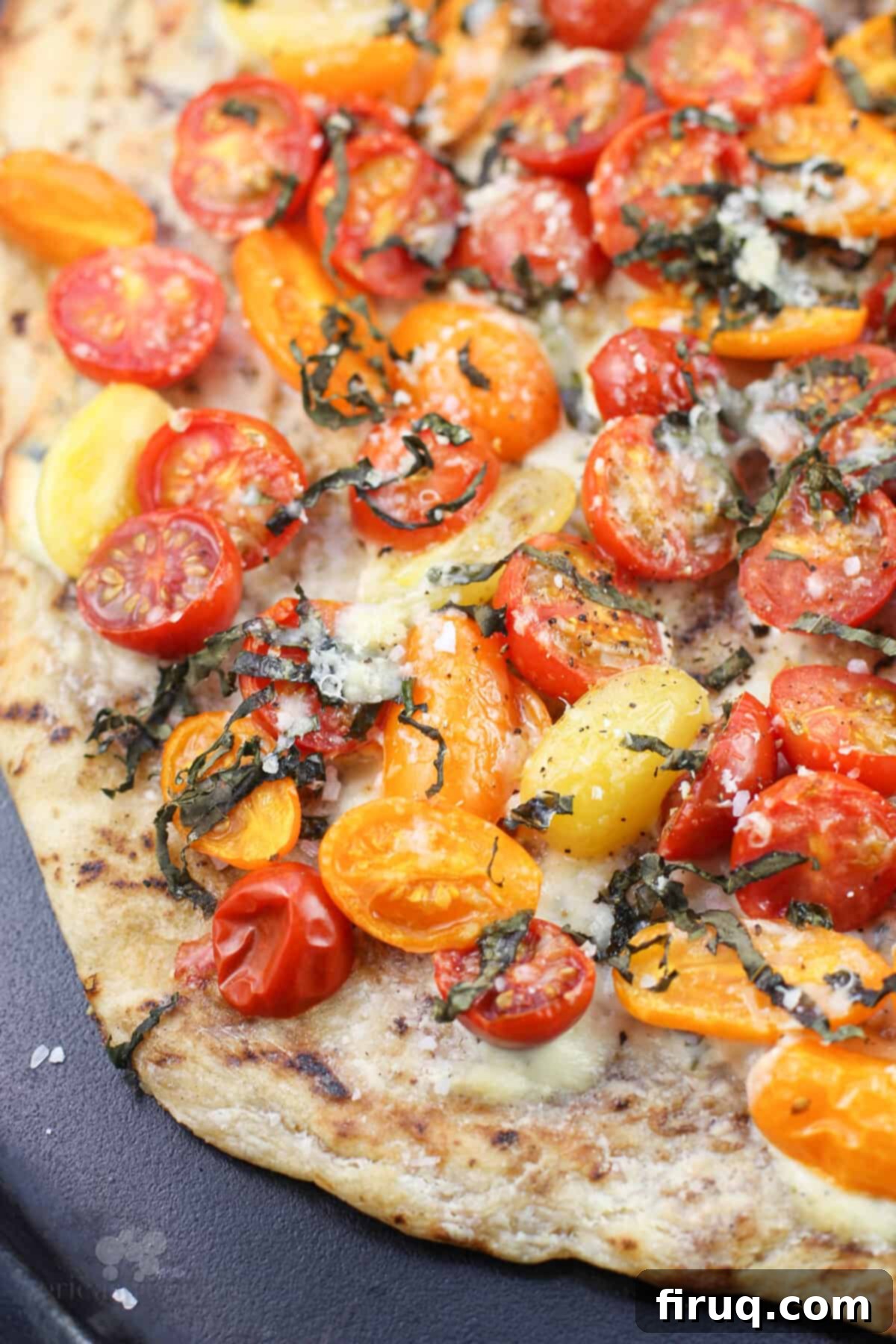 Boursin Bliss: Tomato Basil Pizza 7 close view of prepared recipe