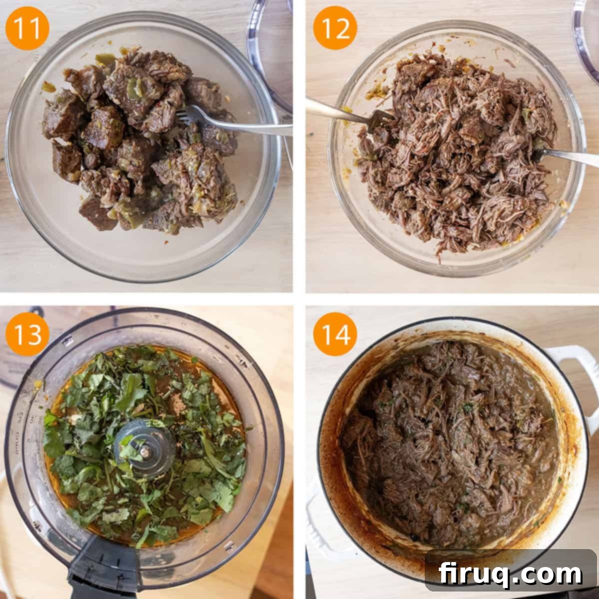 Ultimate Dutch Oven Barbacoa Tacos 7 Shredding the beef with a fork and blending the sauce with a food processor.