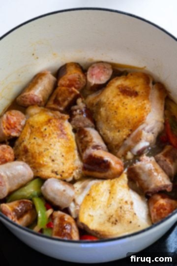 Zesty Italian Chicken Scarpariello 9 chicken and sausage added back to the sauce