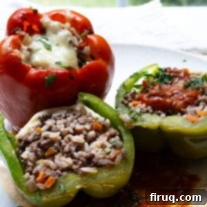 Classic Italian Stuffed Peppers in Tomato Sauce 12 stuffed peppers topped with mozzarella and tomato sauce