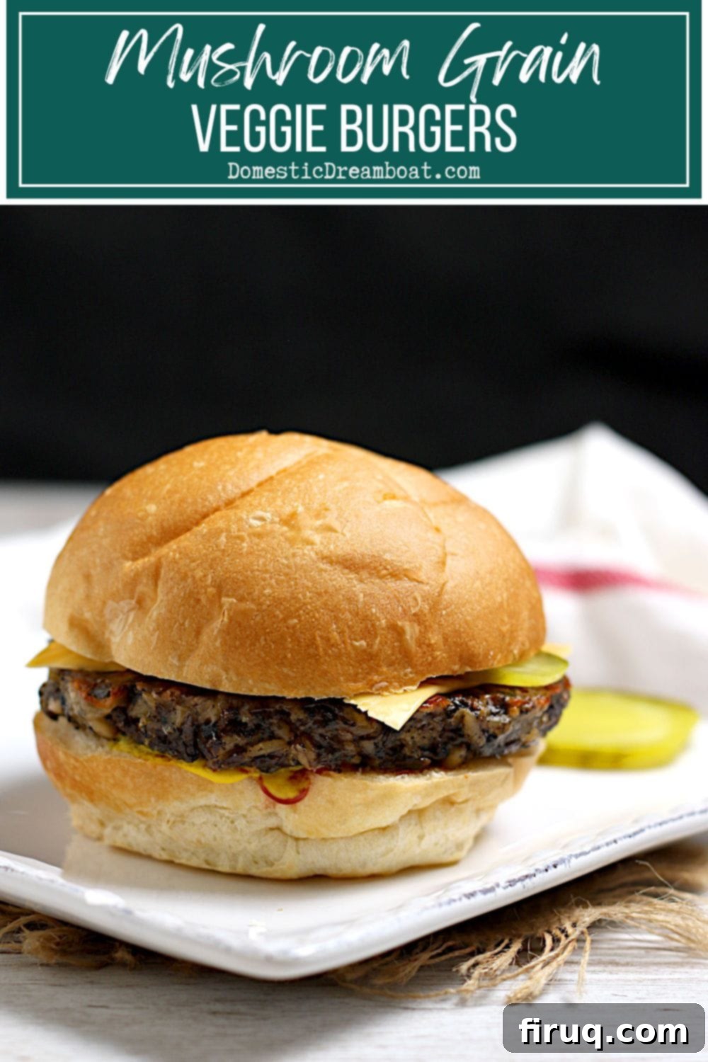Best Mushroom Grain Veggie Burgers A final close-up of the delicious Mushroom Grain Veggie Burger, appetizing and ready to be enjoyed.