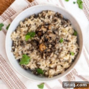 Decadent Mushroom Truffle Risotto 12 Mushroom Truffle Risotto, garnished with fresh parsley.