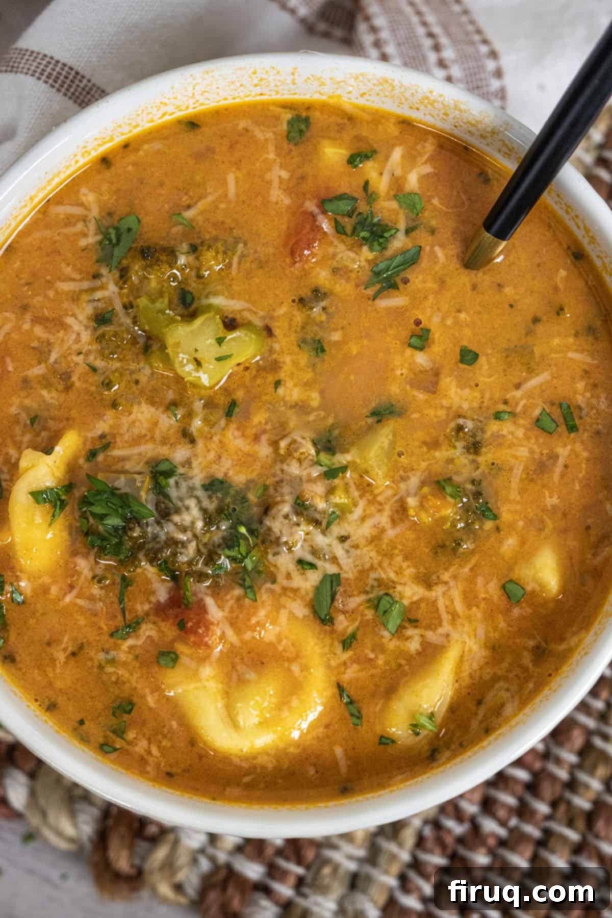Hearty Italian Sausage and Tortellini Soup 2 rustic italian tortellini soup topped with parmesan