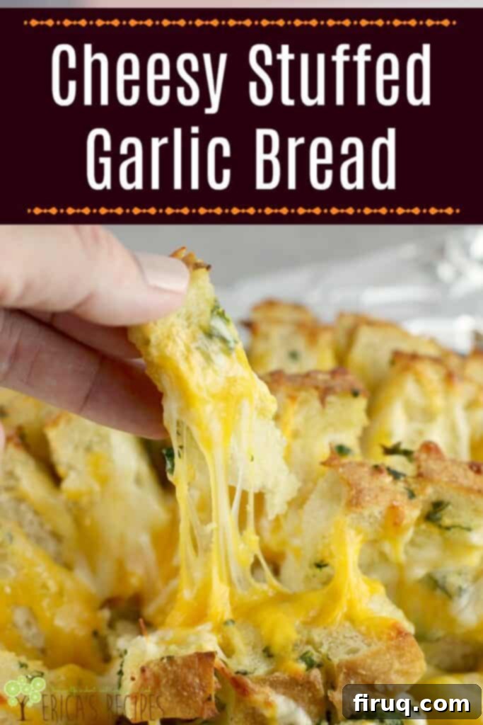 Loaded Cheesy Garlic Bread 11 Pinterest-ready image with text: 'Cheese Stuffed Garlic Bread', showing a beautifully baked loaf with melted cheese, perfect for sharing.