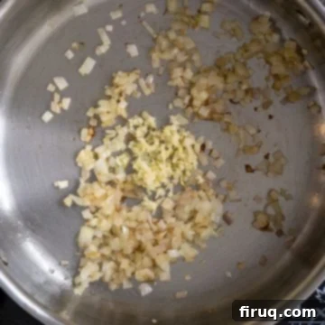 Bright Lemon Spinach Orzo 3 sauteing shallots and garlic