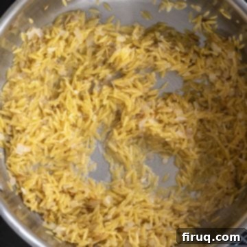 Bright Lemon Spinach Orzo 4 toasting orzo