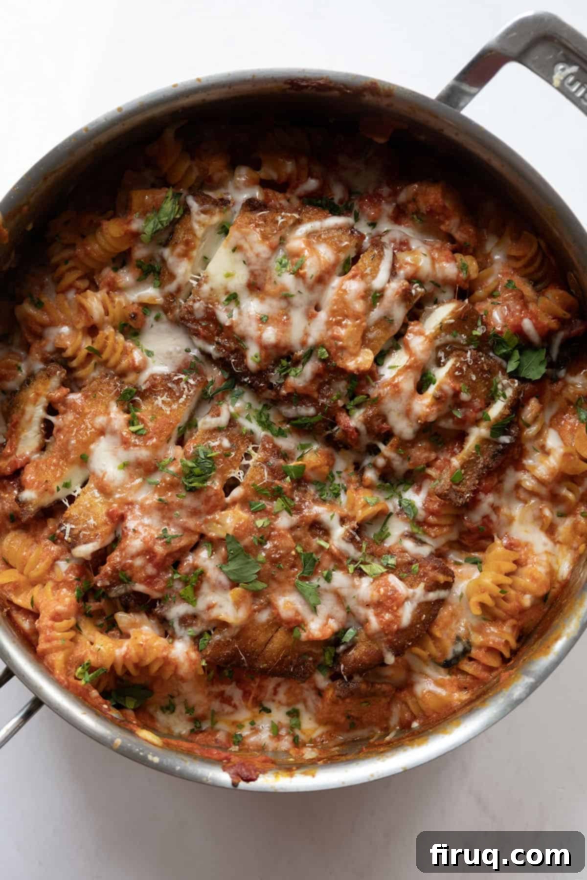 Dreamy Creamy Chicken Parmesan Pasta 9 creamy chicken parmesan pasta in a skillet