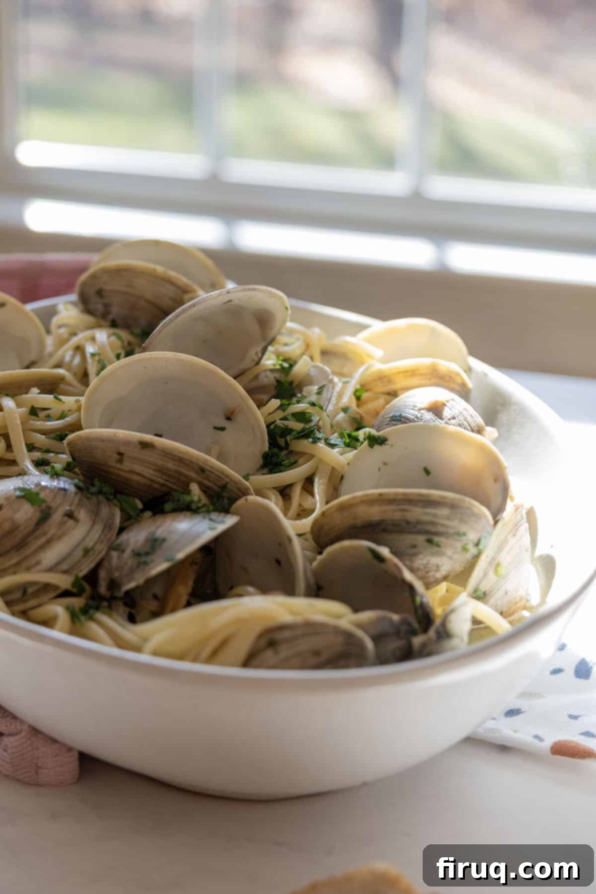 Coastal Linguine with Tender Clams 9 linguine with clams in a bowl