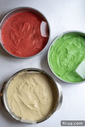 Spectrum Cookie Delight 7 batter transferred to pans with food coloring