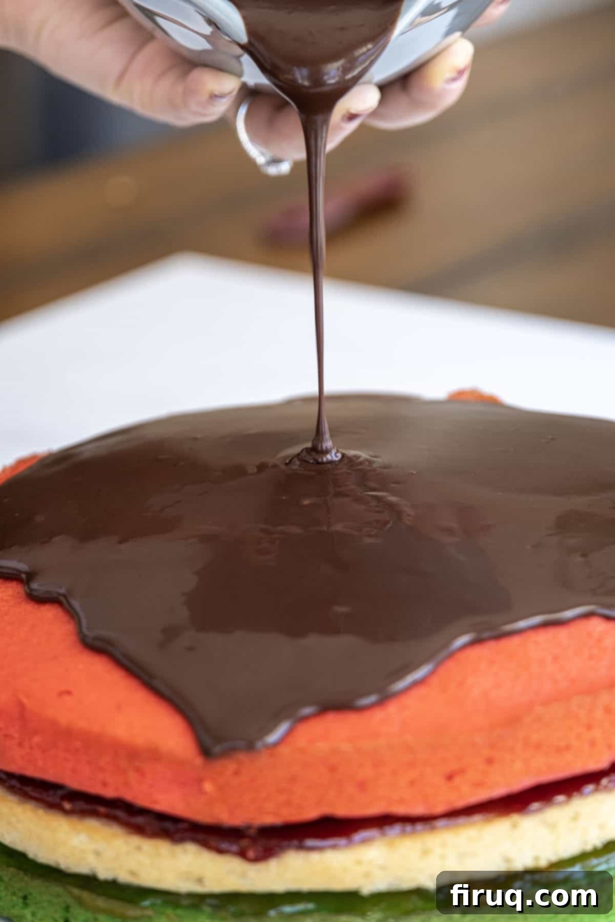 Spectrum Cookie Delight 10 chocolate ganache spread on the cake