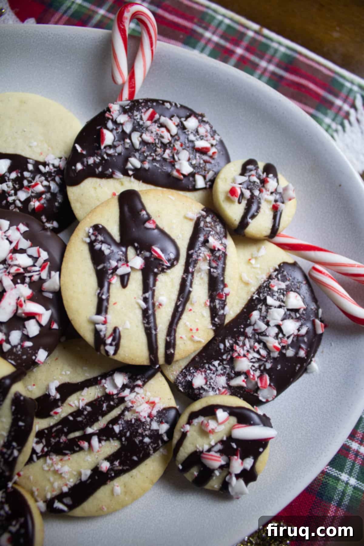 Decadent Dark Chocolate Peppermint Sugar Cookies 3 Dark chocolate drizzled over sugar cookie topped with peppermint